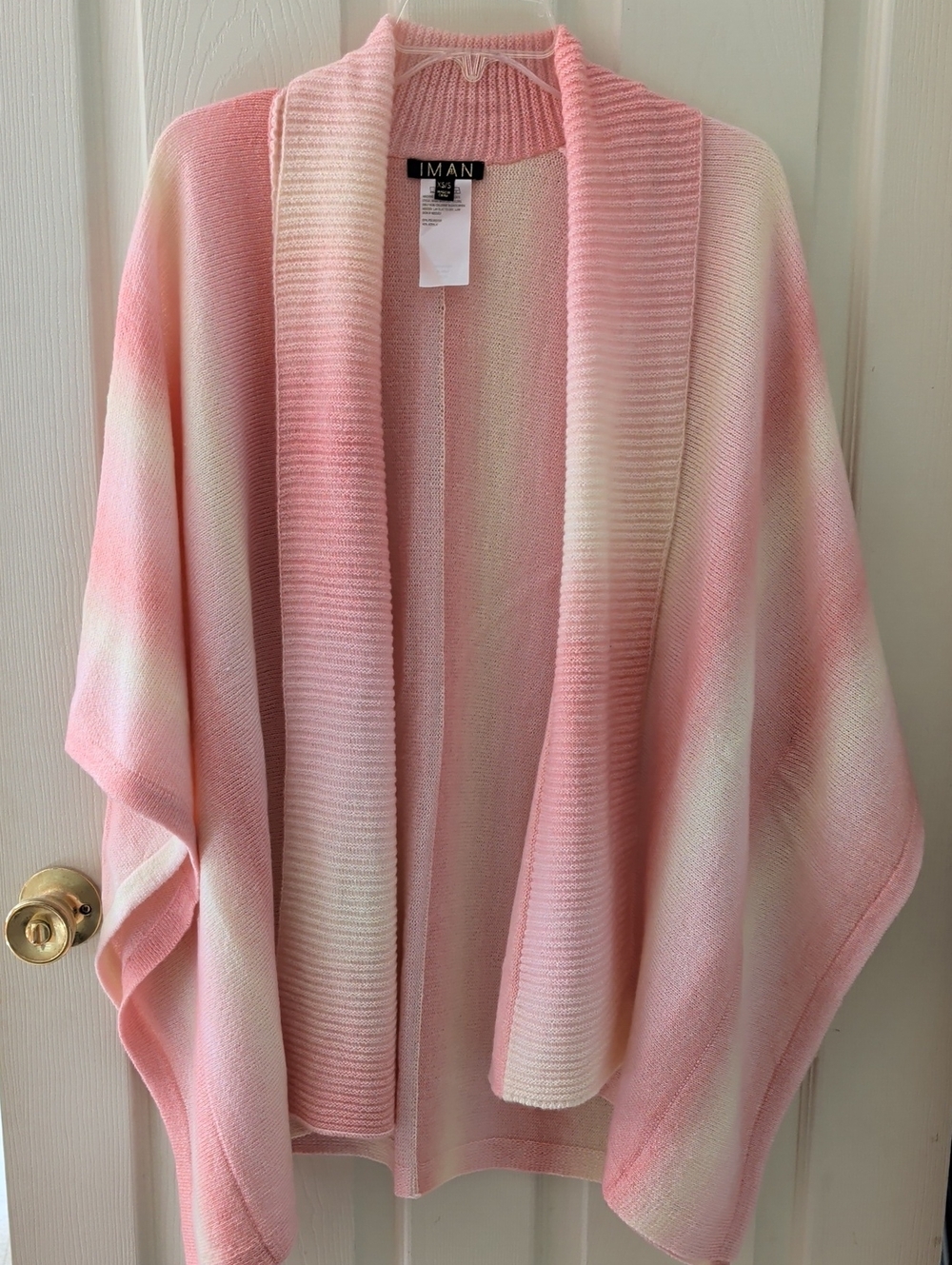 IMAN Open Front Cardigan, Tricolor Pink Dip-dye